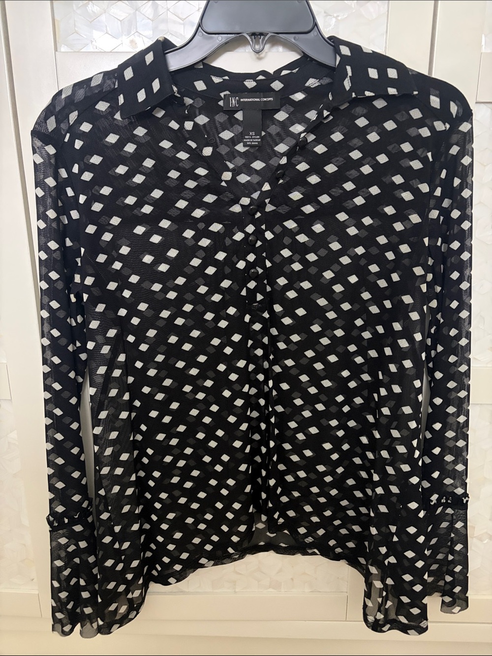 INC Geometric Print Long-Sleeve Women's Top